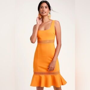 Lulus|Martini Mama Orange Crochet Midi Dress